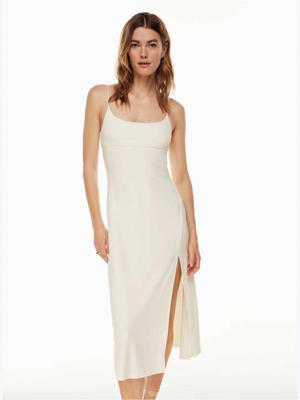 Wilfred Cream Spaghetti-Strap Midi Dress with Side Slit